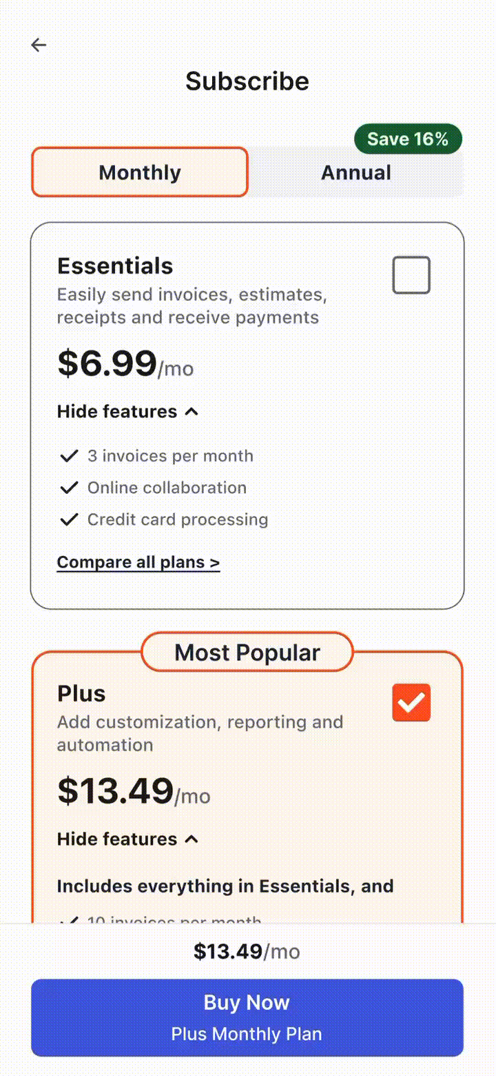 Scroll animation demonstrating fixed call-to-action position